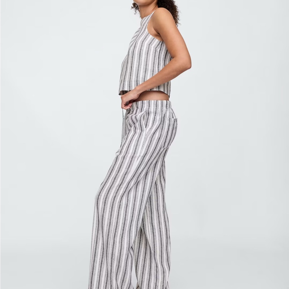 Blue Linen wide leg pants